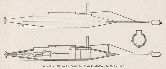 Confederate David Submarine. Date: 1863
