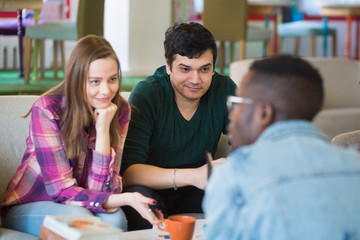 Start Up Team Of Freelancers In The Office Presenting Their Design