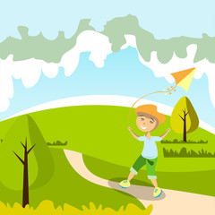 Obraz na płótnie Canvas Kid playing with kite