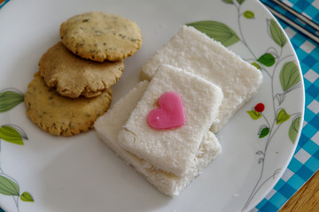 white korean rice cake and cookies