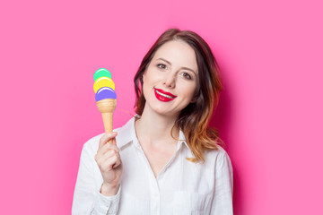 red-haired girl with drawn ice-cream