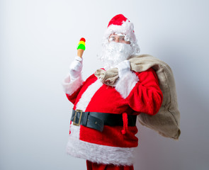 Funny Santa Claus with ice-cream
