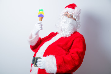 Funny Santa Claus with ice-cream