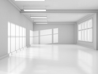 Abstract modern architecture background, empty white open space interior. 3D rendering