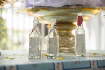 Empty Thai-perfume bottles for praying in Buddhism