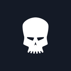 White Robot Skull Isolated , Silhouette Skull on Black Background , Death's-head, Black and White Vector Illustration