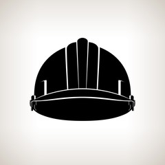 Silhouette Working Hard Hat, Safety Helmet on a Light Background , Vector Illustration