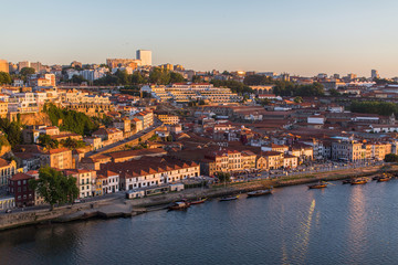 Fototapeta na wymiar Bird's-eye view of Douro river, Porto, Portugal.