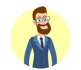Portrait of Cartoon Hipster Businessman Character