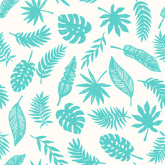 Fototapeta na wymiar Tropical Leaves seamless pattern