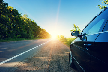 Blurred road and car, speed motion background