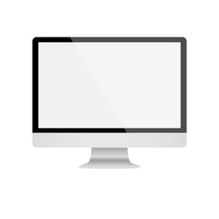 Computer display with blank white screen. Vector EPS10