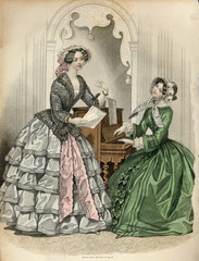 Fototapeta na wymiar Musical Ladies 1851. Date: 1851