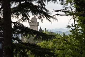 Fototapeta premium Republic of San Marino. Walk between ancient castles and defensive towers
