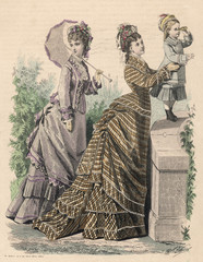 Fototapeta na wymiar Fashions July 1875. Date: 1875