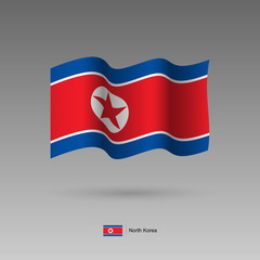 North Korea flag. Official colors and proportion correctly. High detailed vector illustration. 3d and isometry. EPS10