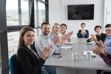 Group of young people meeting in startup office