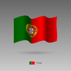 Portugal flag. Official colors and proportion correctly. High detailed vector illustration. 3d and isometry. EPS10