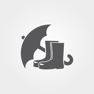 Umbrella with Rubber boots icon