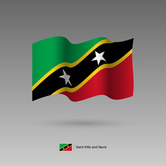Obraz premium Saint Kitts and Nevis flag. Official colors and proportion correctly. High detailed vector illustration. 3d and isometry. EPS10
