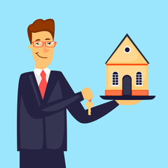 Realtor. Flat vector illustration in cartoon style.