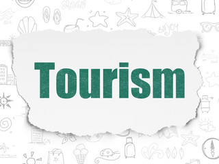 Travel concept: Tourism on Torn Paper background