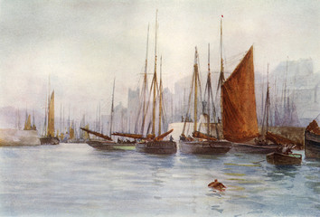 Brixham Fishing Boats. Date: 1908
