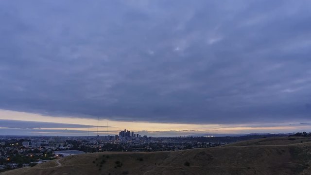 4K Video of high angle view of Los Angeles cityscape at Ascot Hills Park