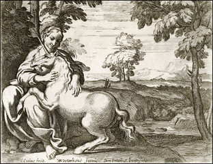 Lady and Unicorn. Date: circa 1650 © Archivist