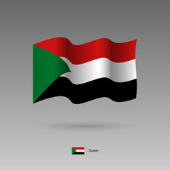 Sudan flag. Official colors and proportion correctly. High detailed vector illustration. 3d and isometry. EPS10