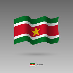 Suriname flag. Official colors and proportion correctly. High detailed vector illustration. 3d and isometry. EPS10