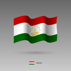 Tajikistan flag. Official colors and proportion correctly. High detailed vector illustration. 3d and isometry. EPS10