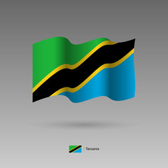 Tanzania flag. Official colors and proportion correctly. High detailed vector illustration. 3d and isometry. EPS10