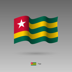 Togo flag. Official colors and proportion correctly. High detailed vector illustration. 3d and isometry. EPS10