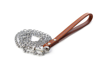 Dog leash isolated on white. close up