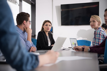 Business Team At A Meeting at modern office building