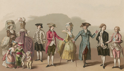 Men and Women circa 1780. Date: circa 1780 - obrazy, fototapety, plakaty