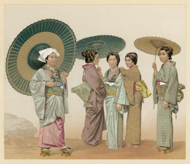 Racial Types - Japan - Women - 19th century. Date: mid-19th century - 162339509