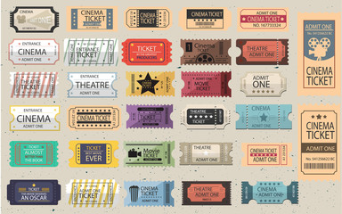 Colletion of 30 isolated Retro tickets in different styles