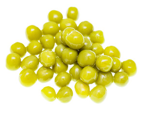 Pickled green peas isolated on white background