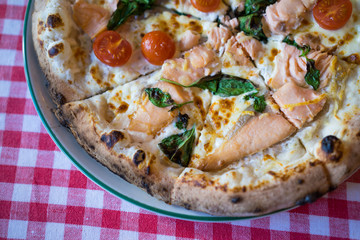 fresh salmon pizza