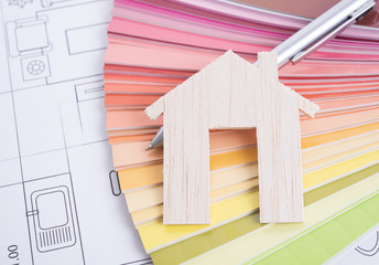 home with color scheme paper and business construction industry concept interior decoration