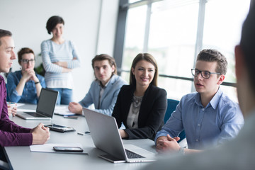 Business Team At A Meeting at modern office building