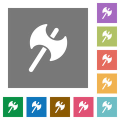 Two headed battle axe square flat icons