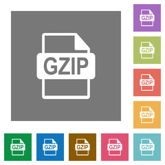 GZIP file format square flat icons