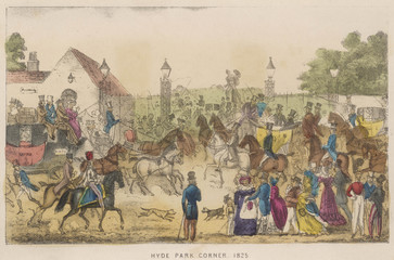 Fototapeta na wymiar Hyde Park Corner - 1825. Date: 1825