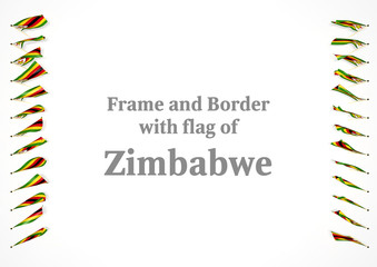 Frame and border with flag of Zimbabwe. 3d illustration