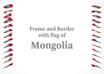 Obraz premium Frame and border with flag of Mongolia. 3d illustration