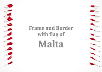 Obraz premium Frame and border with flag of Malta. 3d illustration