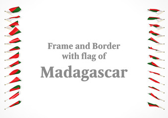 Fototapeta premium Frame and border with flag of Madagascar. 3d illustration